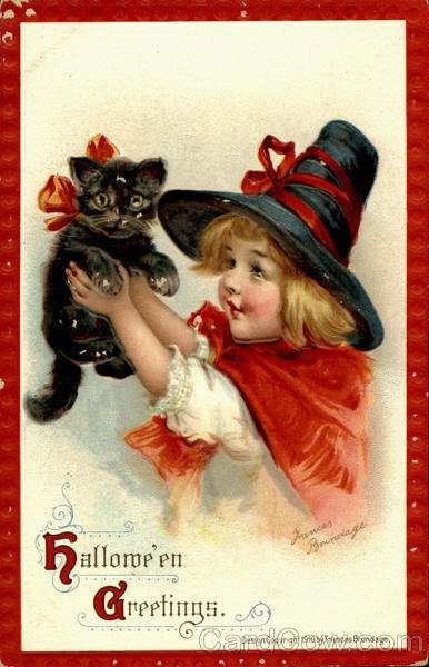 Girl - vintage postcard