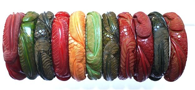 Beautiful Carved Vintage Bakelite Bracelets