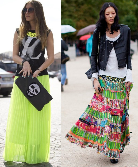 How to combine a maxi skirt with other clothes