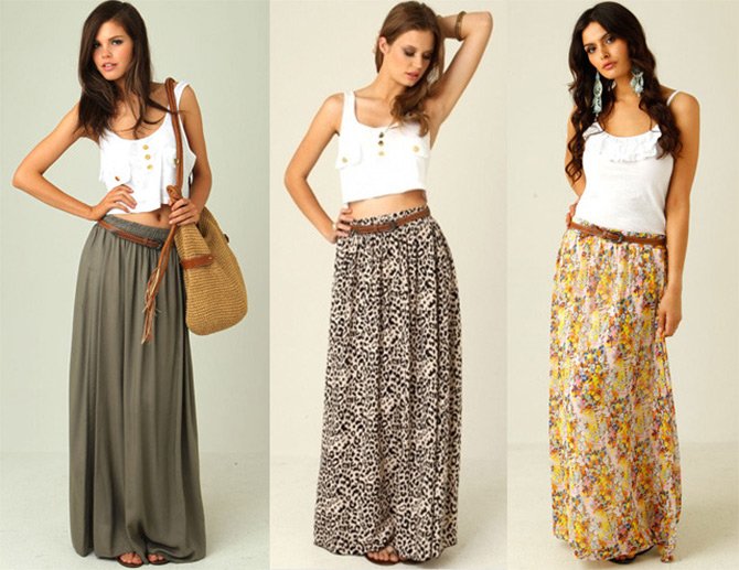 How and with what to wear a long skirt