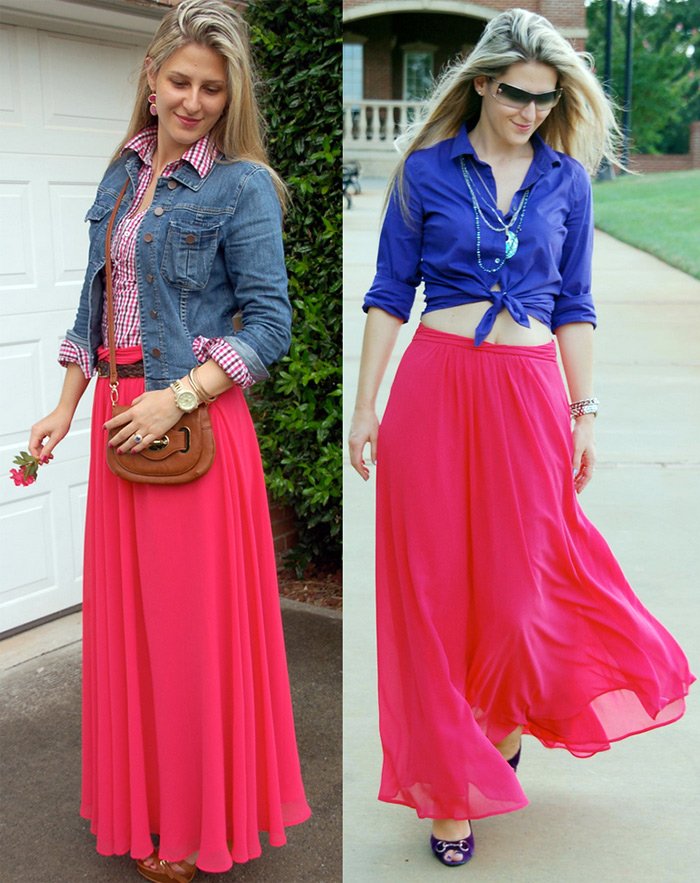 How and with what to wear a long skirt