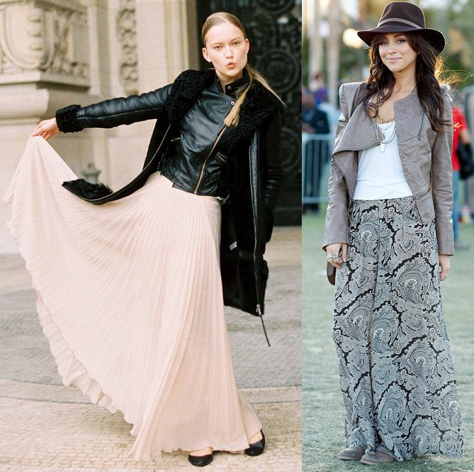 How and with what to wear a long skirt