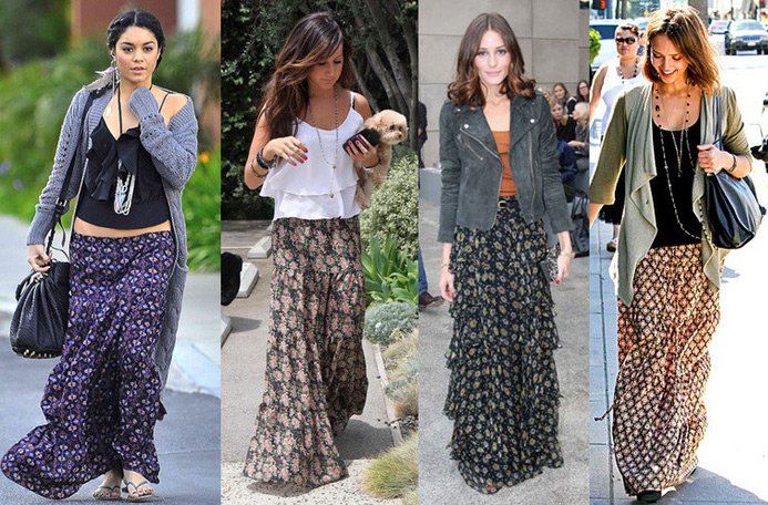 How and with what to wear a long skirt