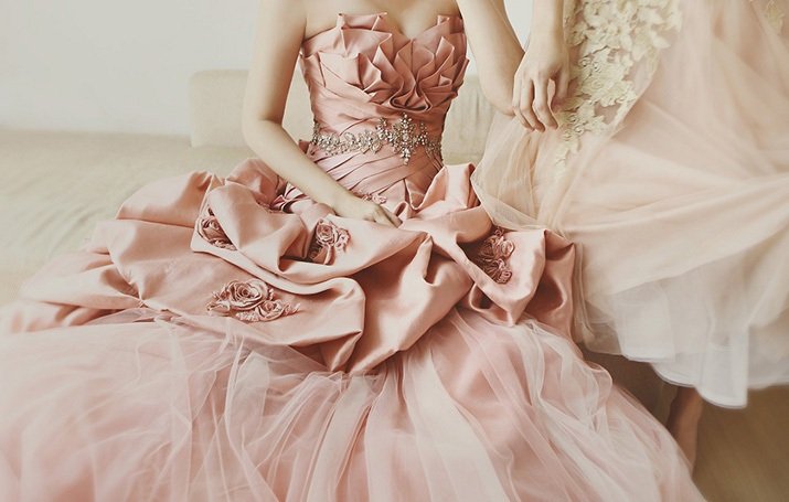 Delicate pink color in clothes