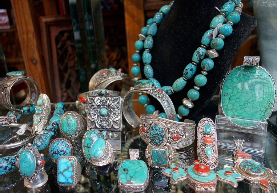 Turquoise jewelry, photo