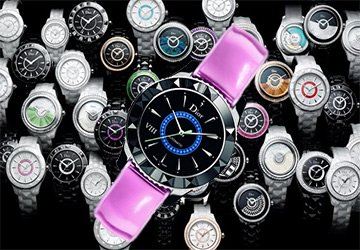 The multicolored version of the Dior VIII watch