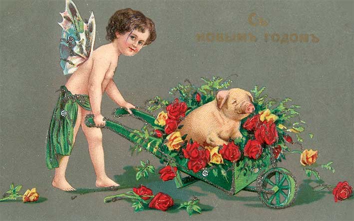 Happy New Year - pre-revolutionary postcard