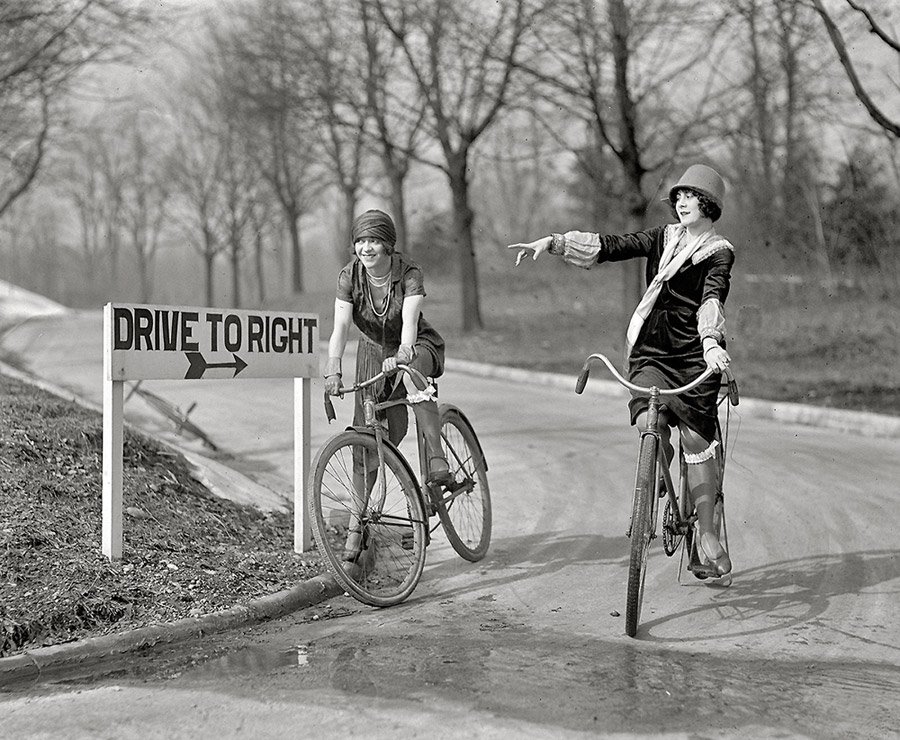 Photos of female cyclists and a bit of history