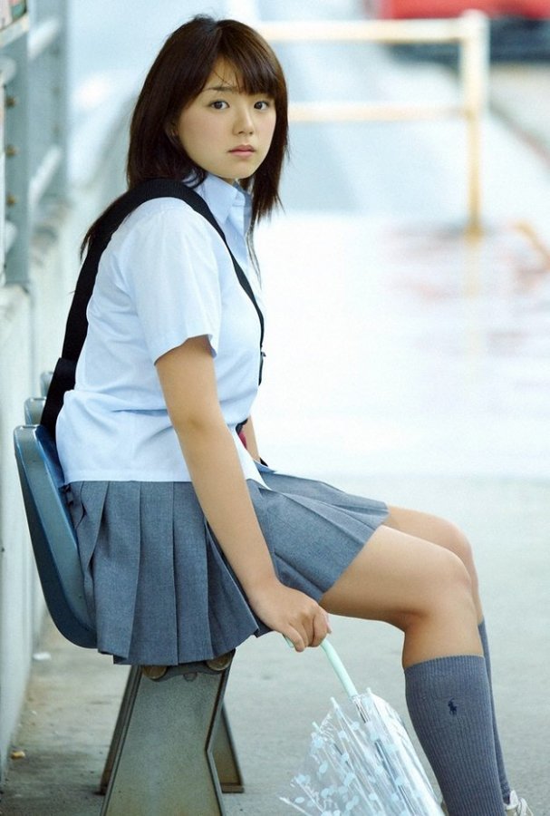 Beautiful Japanese schoolgirl in uniform