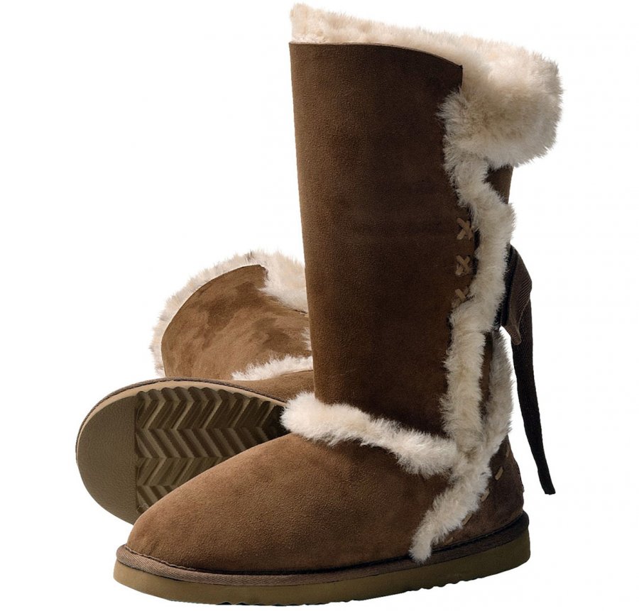 Warm sheepskin shoes, photo