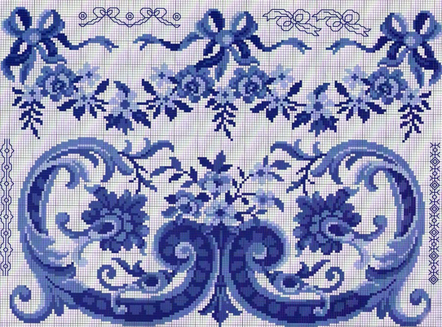 Gzhel - scheme for cross stitching