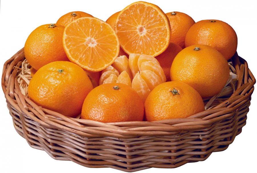 Basket with fresh oranges