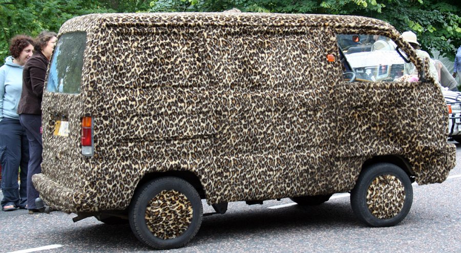 Fur leopard car