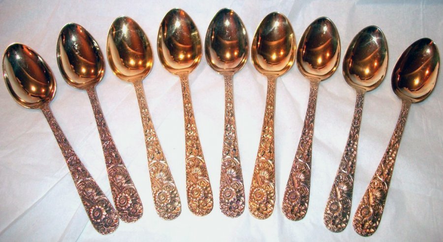 Silver gilded spoons