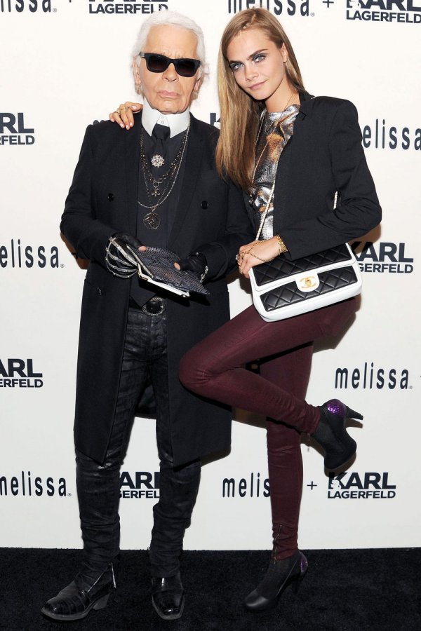 Cara Delevingne and Karl Lagerfeld