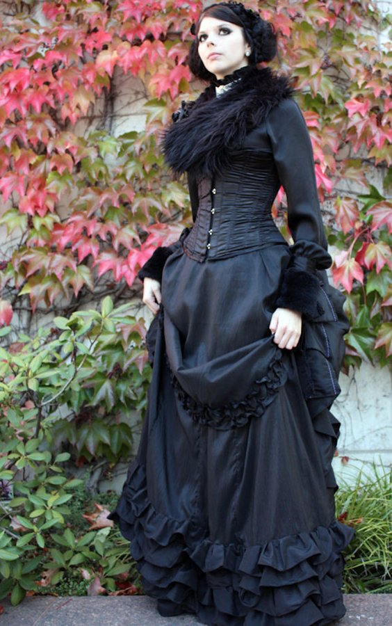 Gothic girl in black dress