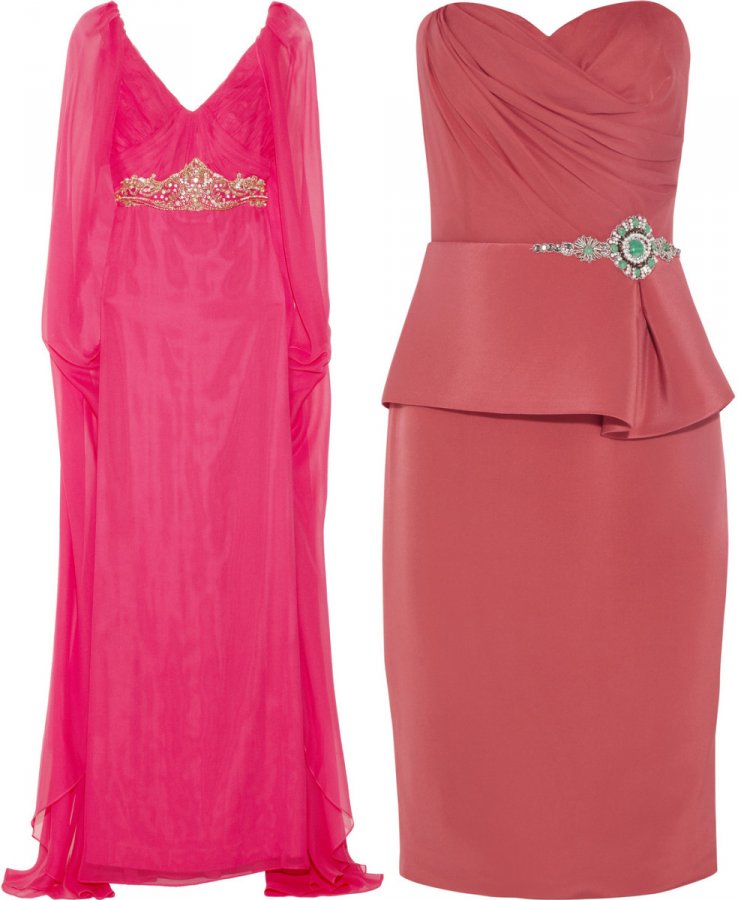 Fuchsia and coral dress Notte by Marchesa