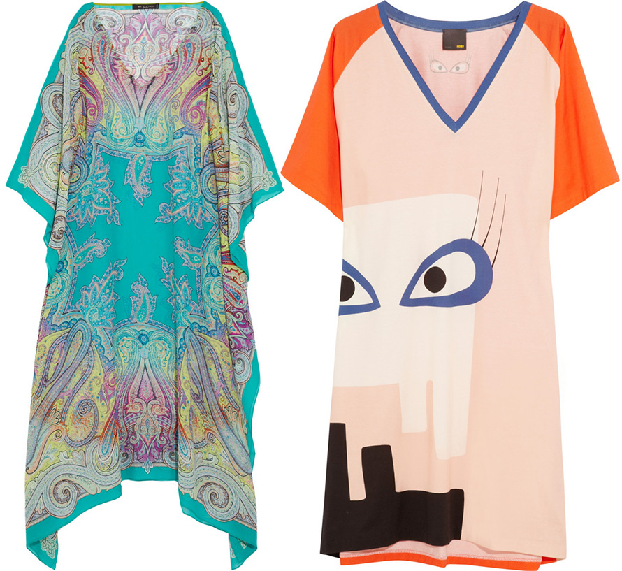 Beach tunics Etro and Fendi