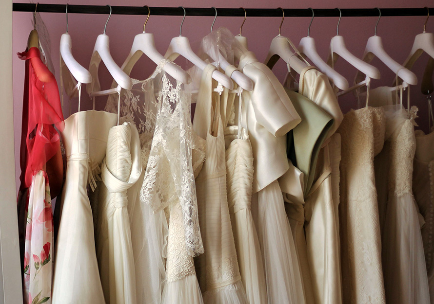 Ready-made dresses in the atelier