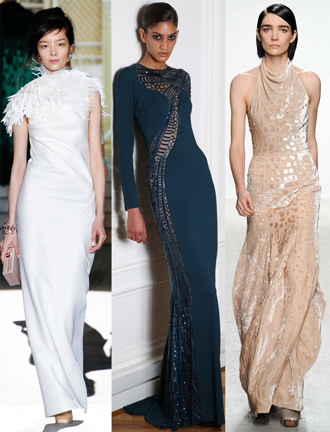 floor length dresses Dsquared, Zuhair Murad, John Galliano