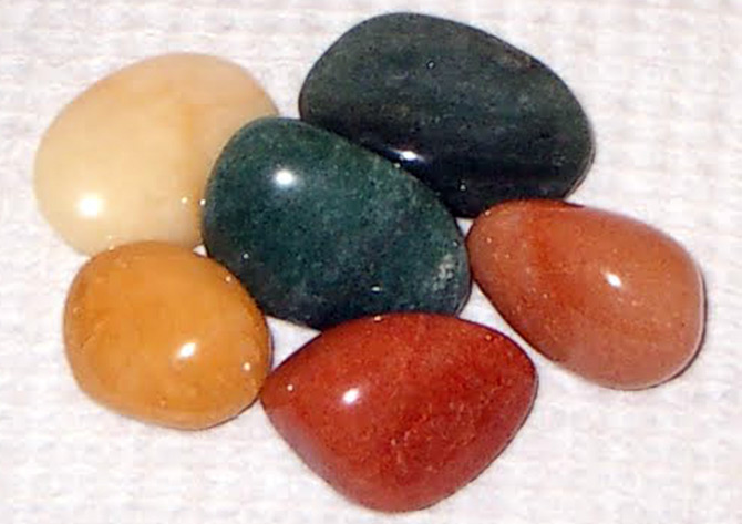 Different colors of aventurine stone