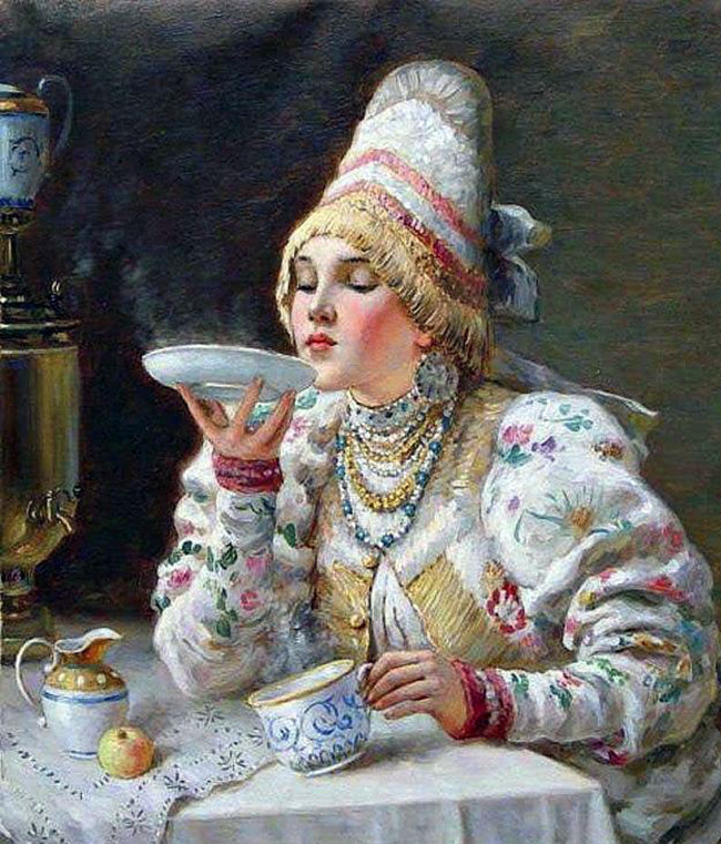 Russian beauty and samovar