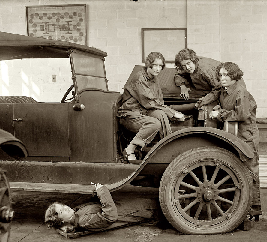 Vintage cars and girls