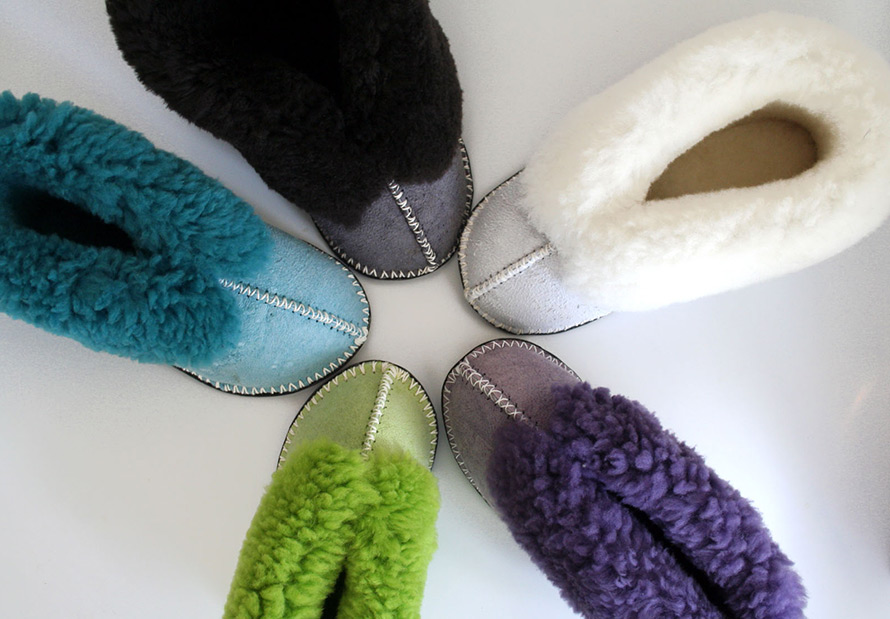 Warm sheepskin slippers