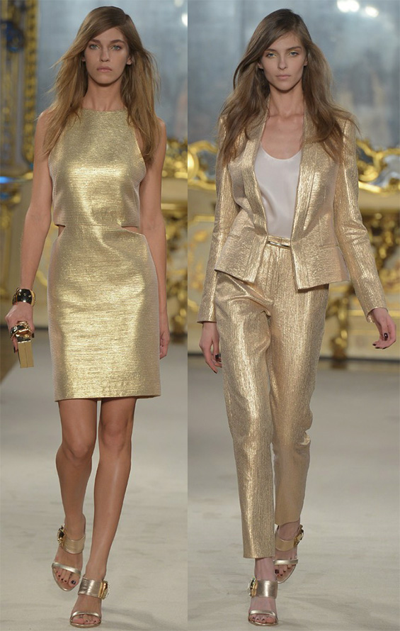 Gold dress and suit