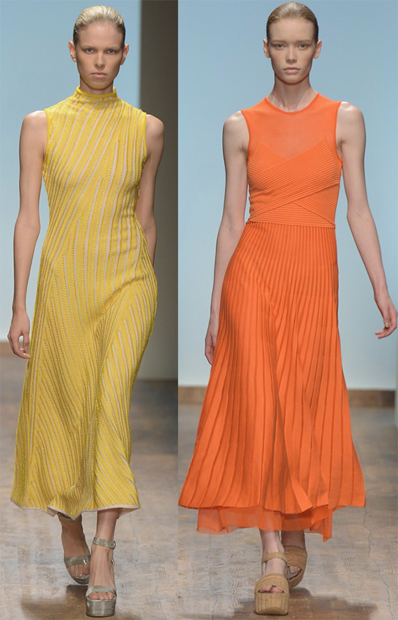 Salvatore Ferragamo orange and yellow dresses