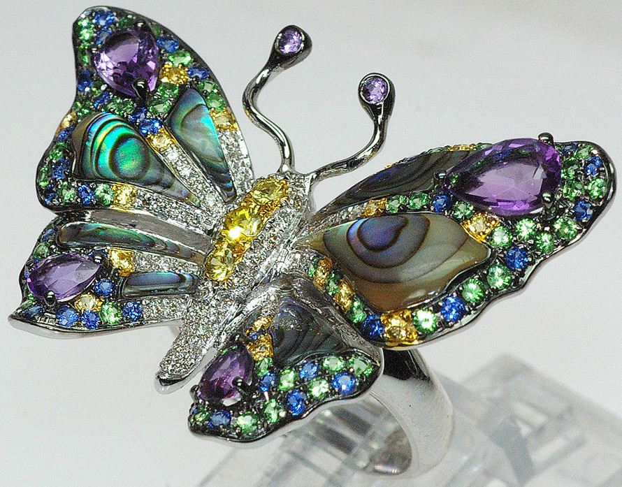 Ring - butterfly with amethysts