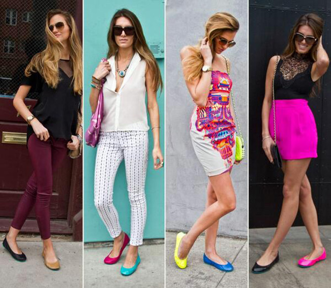 Girls in shoes of different colors