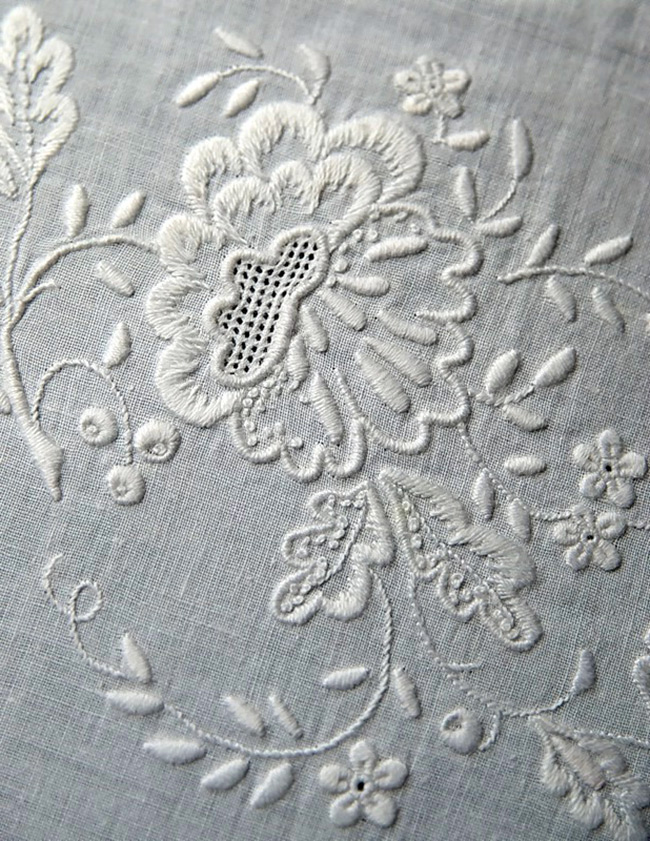 Embroidery white surface