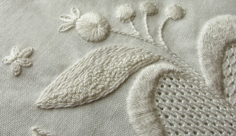 Embroidery white surface