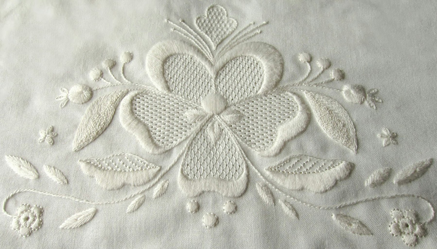 Embroidery white surface