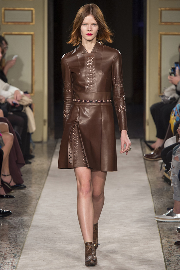 Brown leather dress