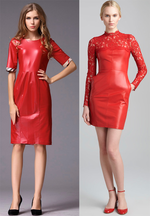 Red leather dresses