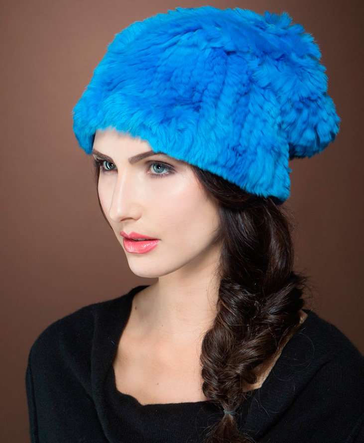 Fashionable hats from knitted fur