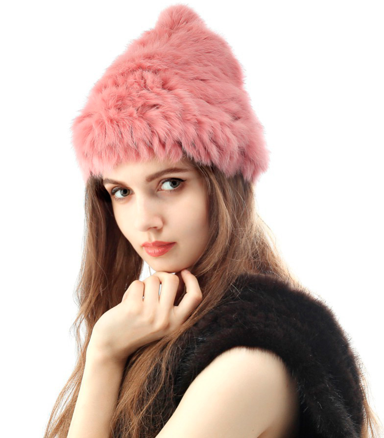 Fashionable hats from knitted fur