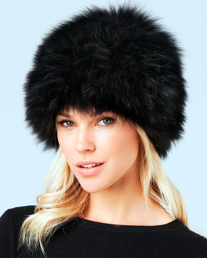 Fashionable hats from knitted fur