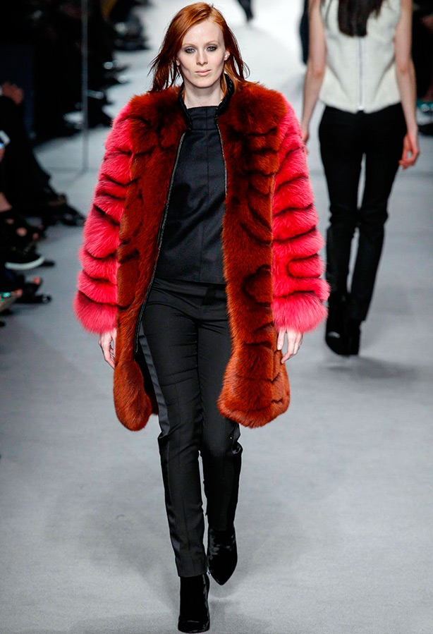 Fox fur coat red