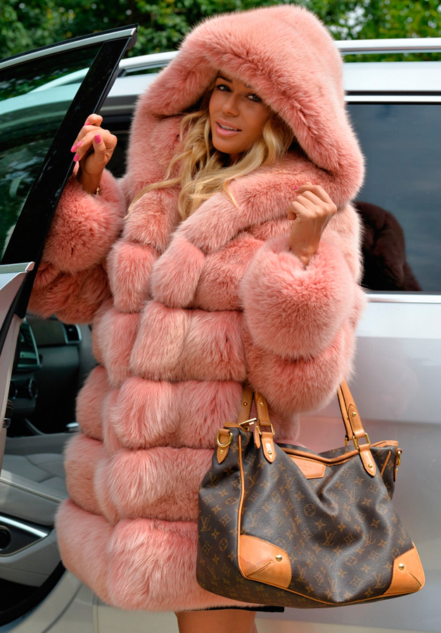 Pink fur coat