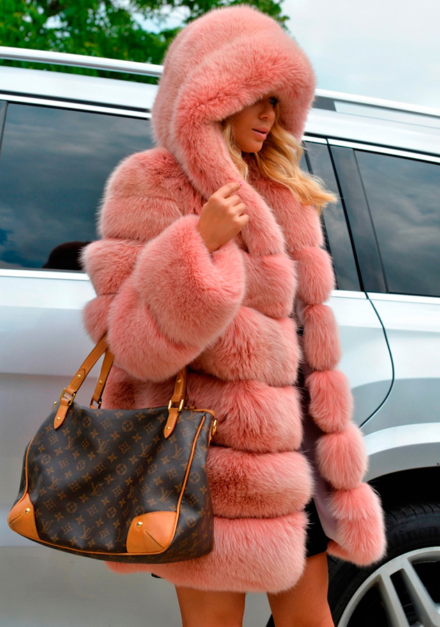 Pink fur coat