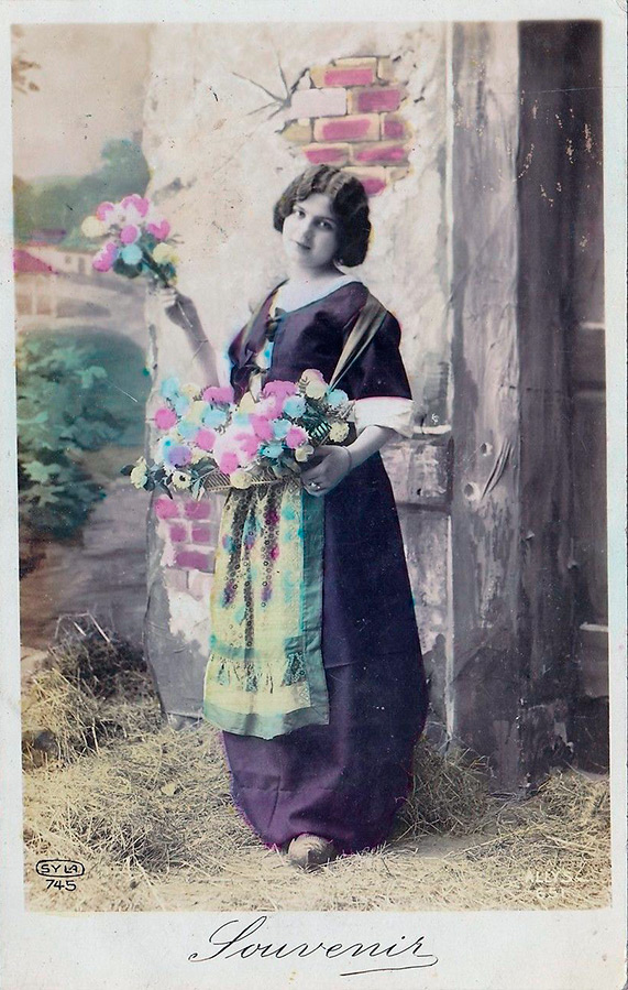 Girl - vintage postcard