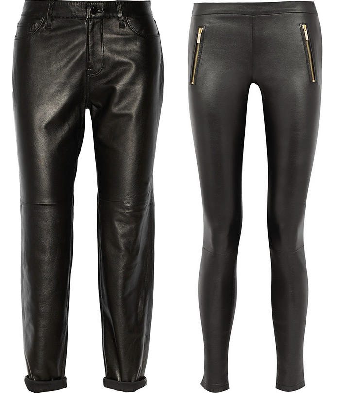 Fashionable women's pants made of genuine leather