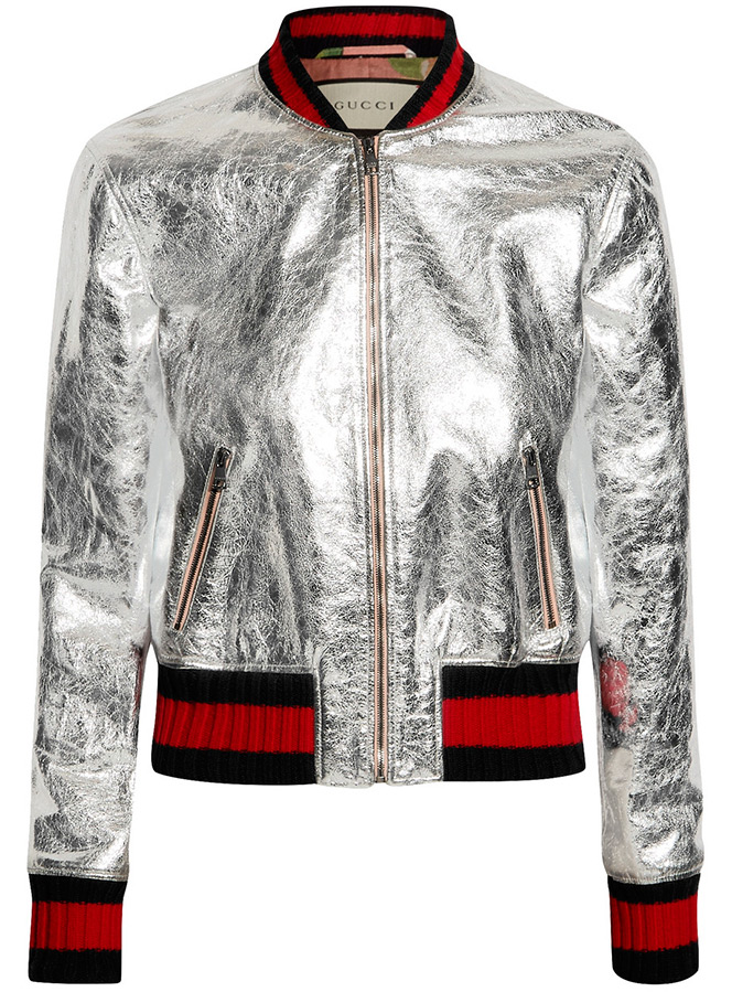 Gucci silver leather jacket