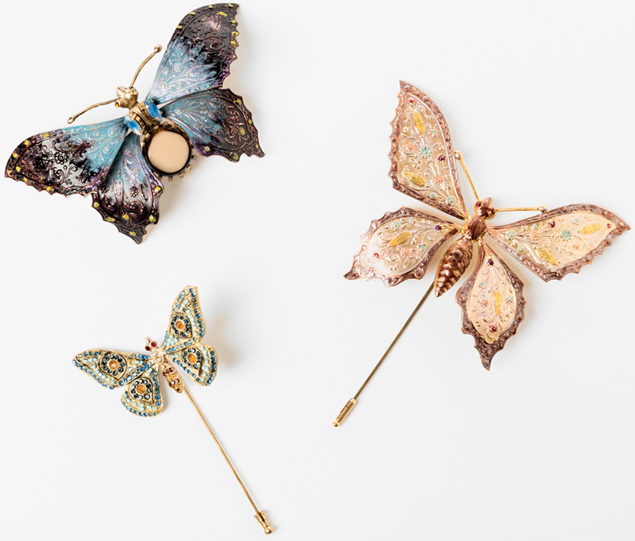 Fashionable jewelry and accessories in the form of butterflies