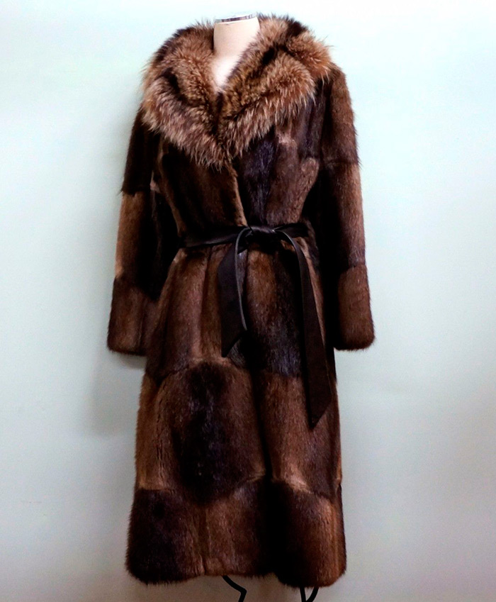 Fur coat from muskrat fur