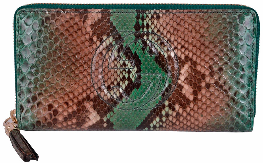 python leather wallet