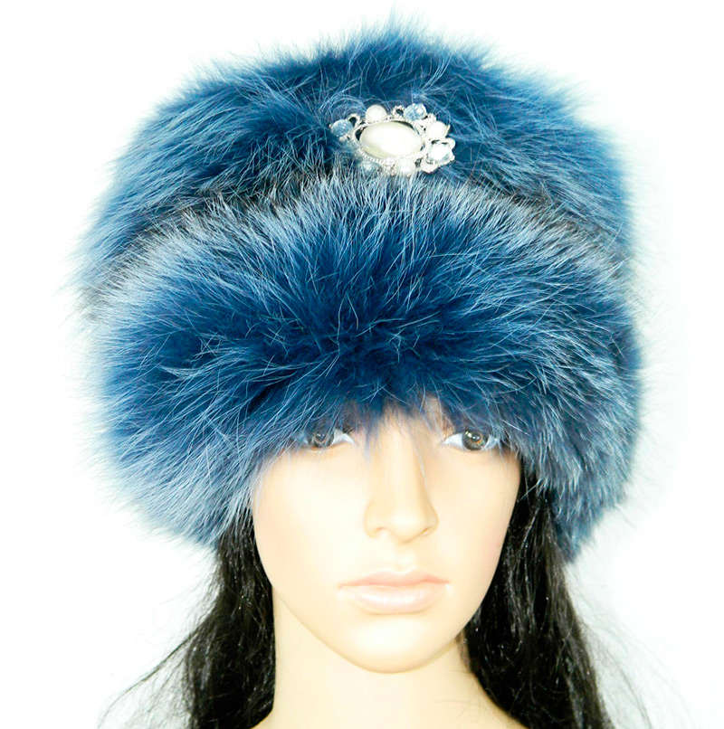 Blue fur hat